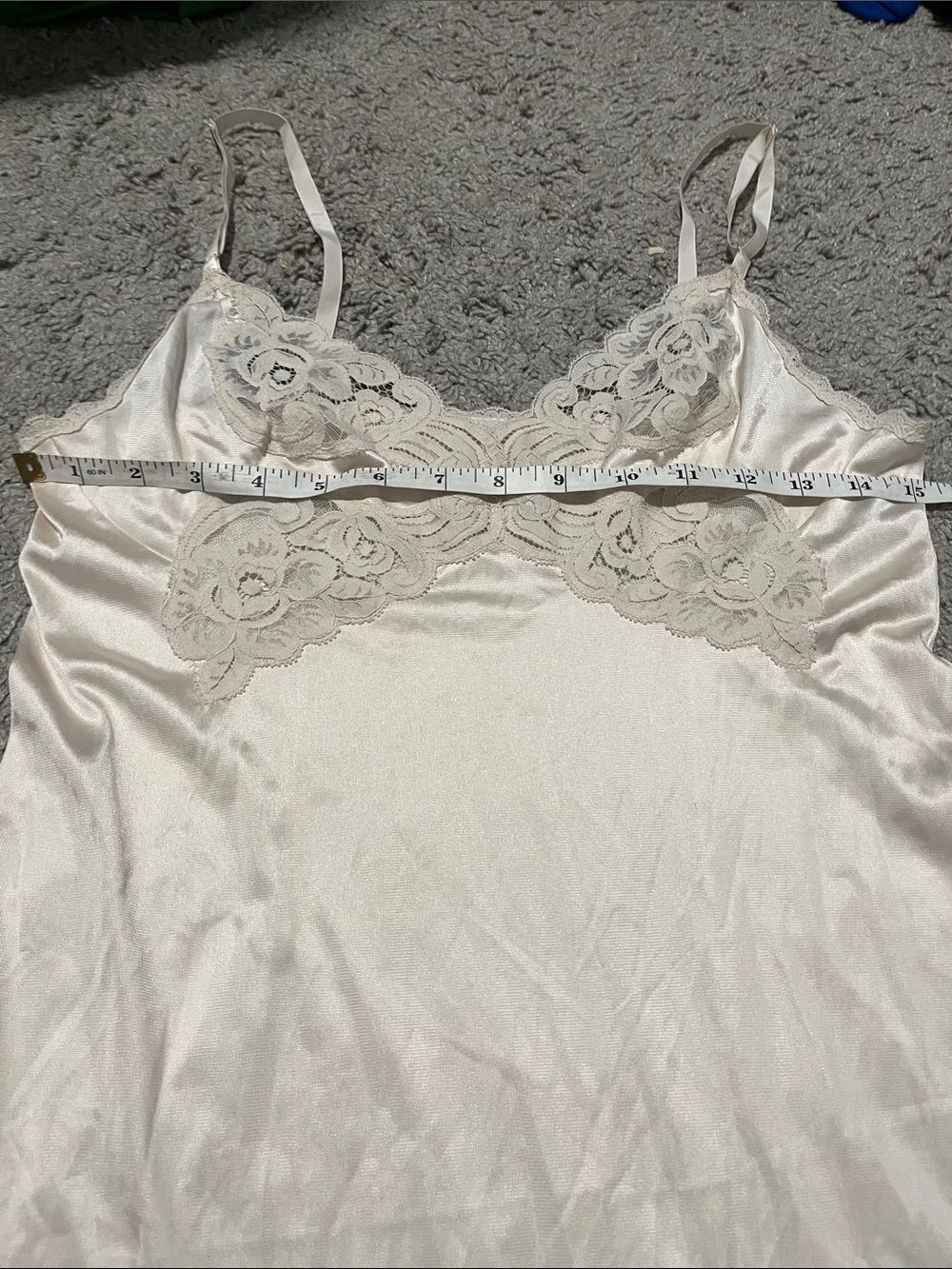 Vintage Vanity Fair Cream Lace-Trim Slip Dress Nightgown Feminine Cottagecore - Picture 9 of 10